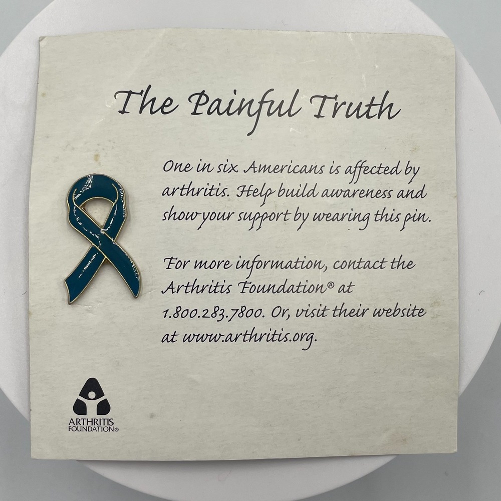 Vintage Arthritis Foundation Blue Ribbon Lapel Pin Gold Tone Enamel Awareness